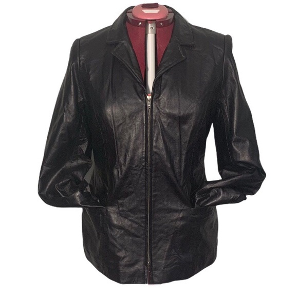 North End Sz Med Genuine Leather Jacket Black - Picture 4 of 7